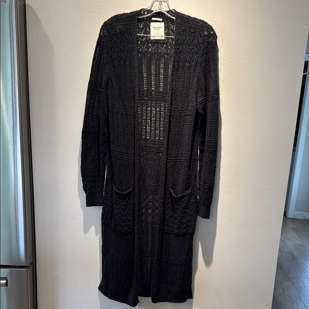 Abercrombie & Fitch Navy Open-Front Knit long sweater